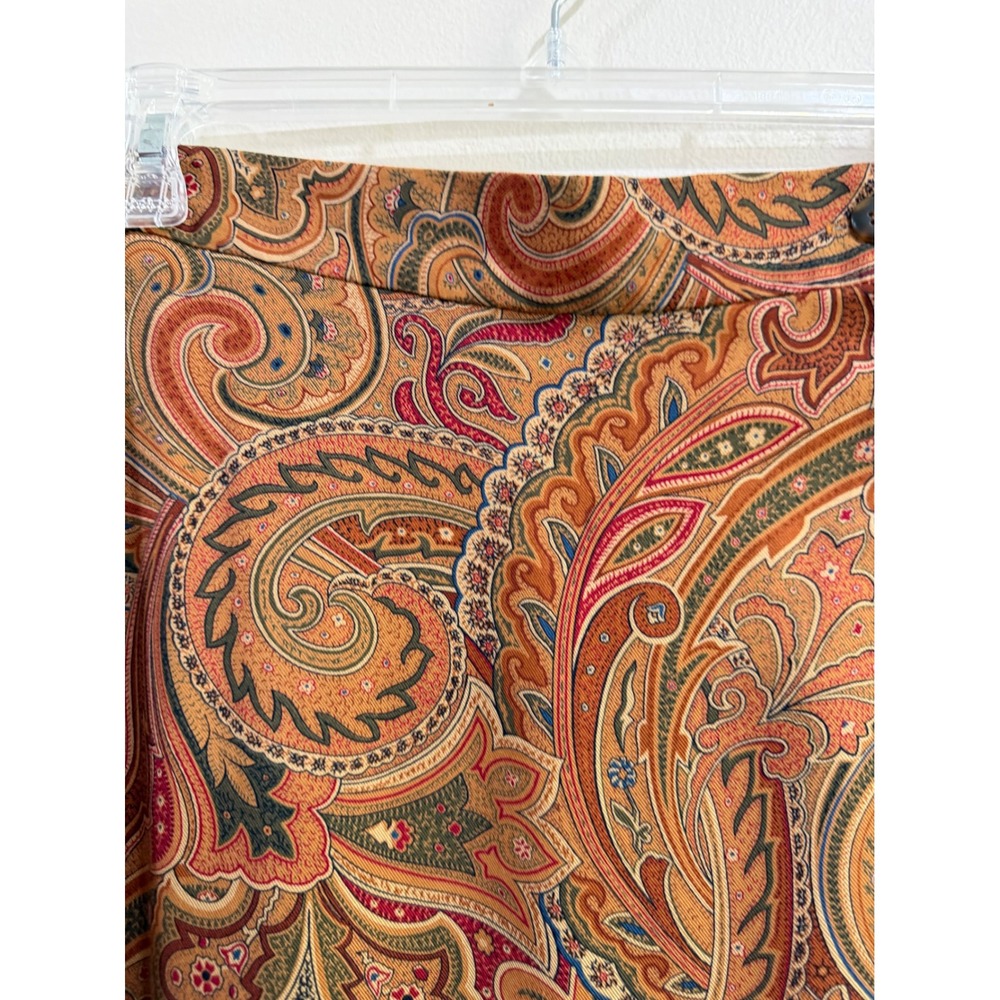 VTG Liz Claiborne Collection Womens 16 Paisley Maxi Skirt Rust Button Side Rayon - Picture 5 of 7